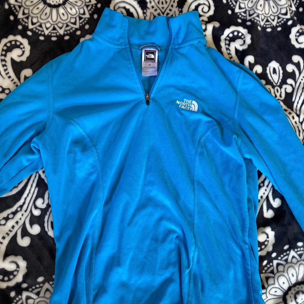 North face long sleeve zip blue